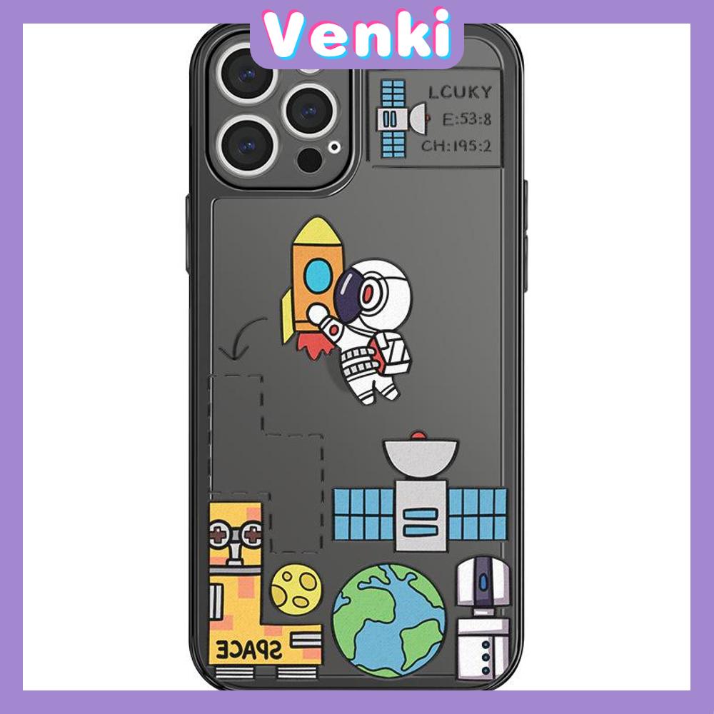 Soft Case Silikon Transparan Motif Roket Astronot Untuk iPhone 13 Pro Max 12 Pro Max 11 7 Plus