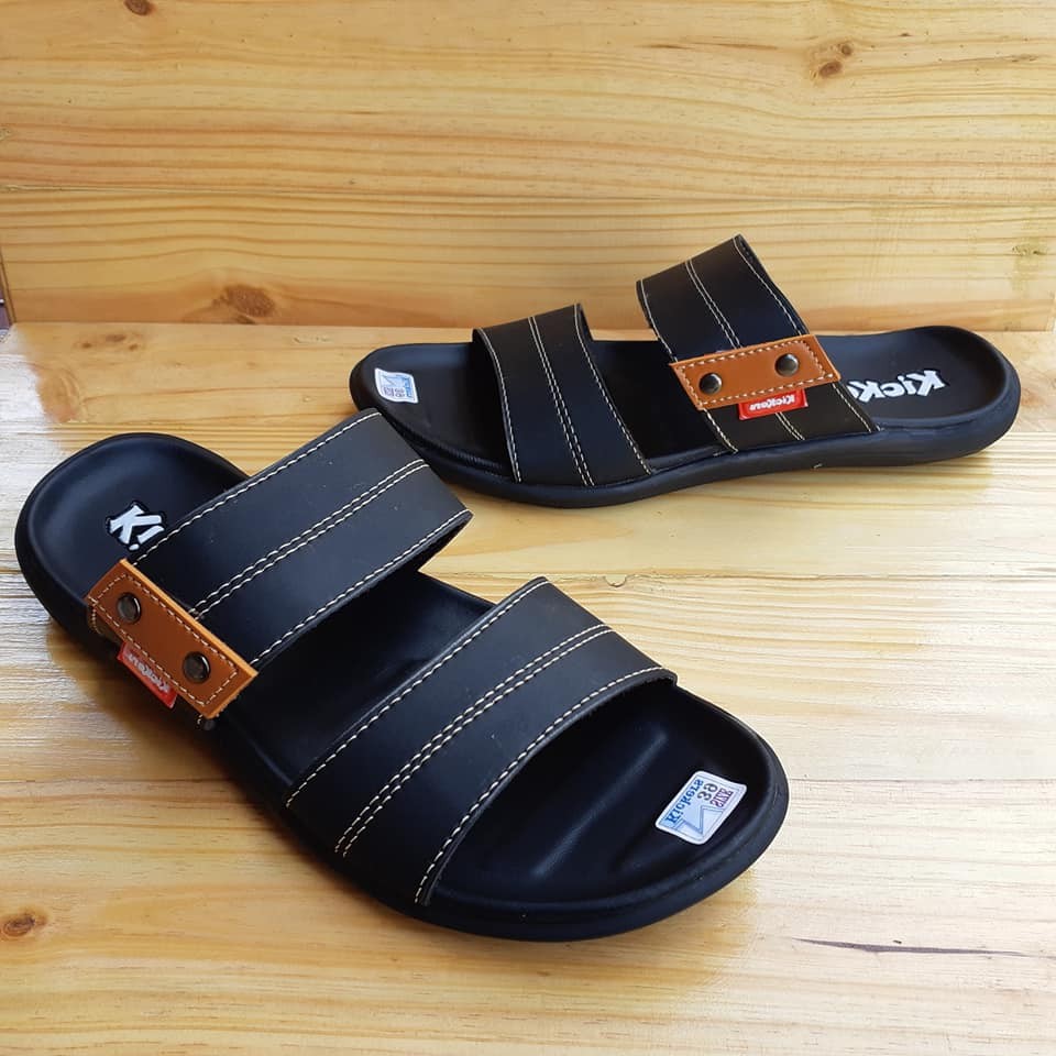 Sandal Pria Slop Terbaru / Sandal Kasual Kickers kulit (Selop Polos - Jepit Polos)-3