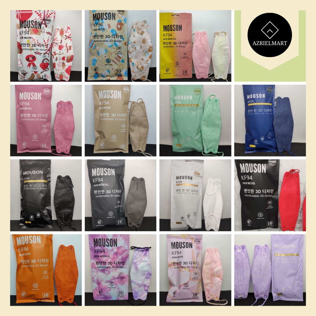 Masker KF 94 Korea Masker Mulut KF94 Dewasa Mix Warna Masker KNF94 Premium Isi 10 pcs