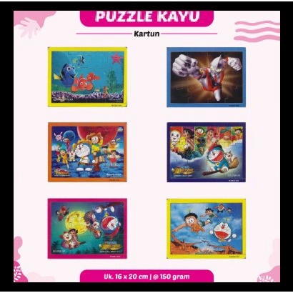 Mainan Edukasi Puzzle Kayu Puzzle Anak Kartun Finding Nemo Doraemon Ultraman