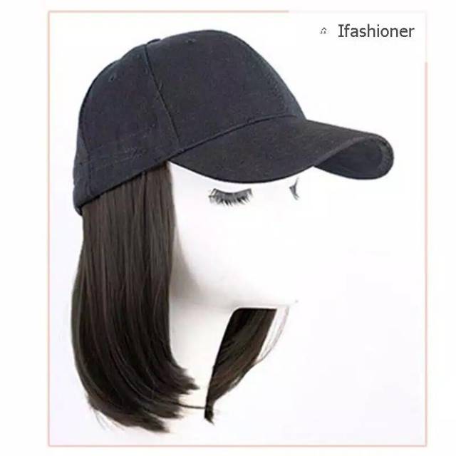 Wig Rambut Palsu Plus Topi Base Ball Pendek 25 - 30 CM