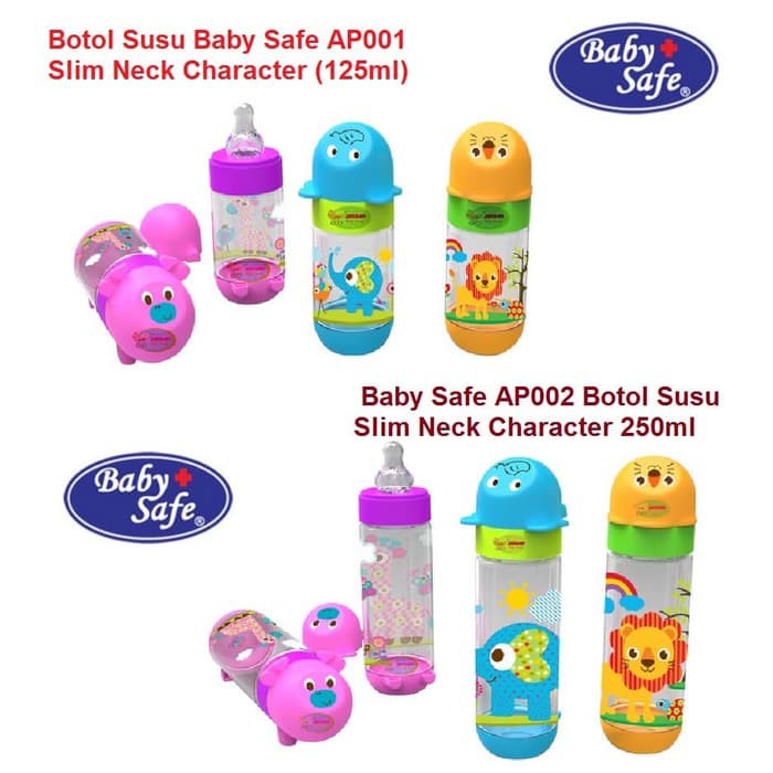 Botol Susu Baby Safe Slim Neck Character 125ml (AP001) &amp; 250ml (AP002)