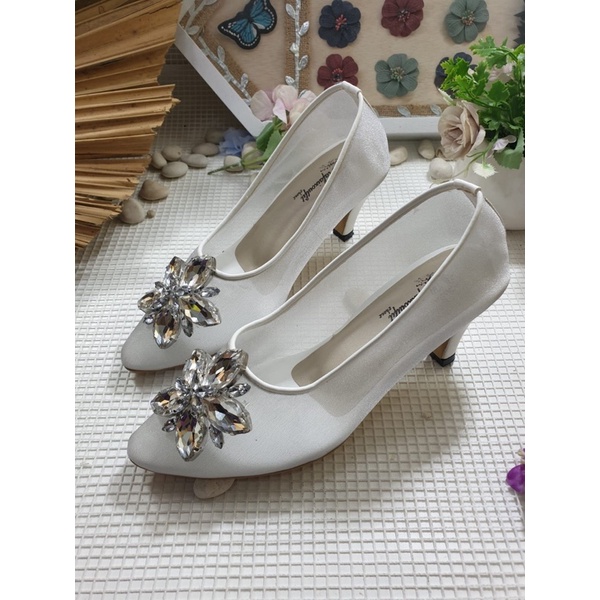 sepatu wedding putih meyliza tinggi 7cm lancip