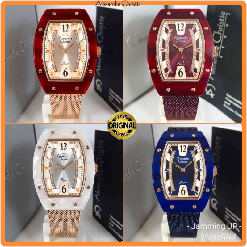 Jam Alexander Christie Wanita Original AC 2778 Rantai Pasir Garansi Resmi Alexandre Christie