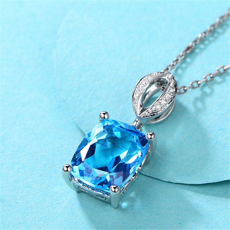 [Ready Stock]Fashion 18K Gold Plated Sapphire Necklace Pendant