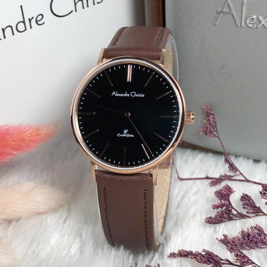 Jam Tangan Alexandre Christie Wanita AC 8490 AC8490 Leather Original Garansi Resmi