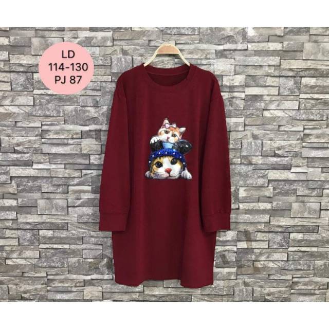 Tunik Import Jumbo Motif Kucing