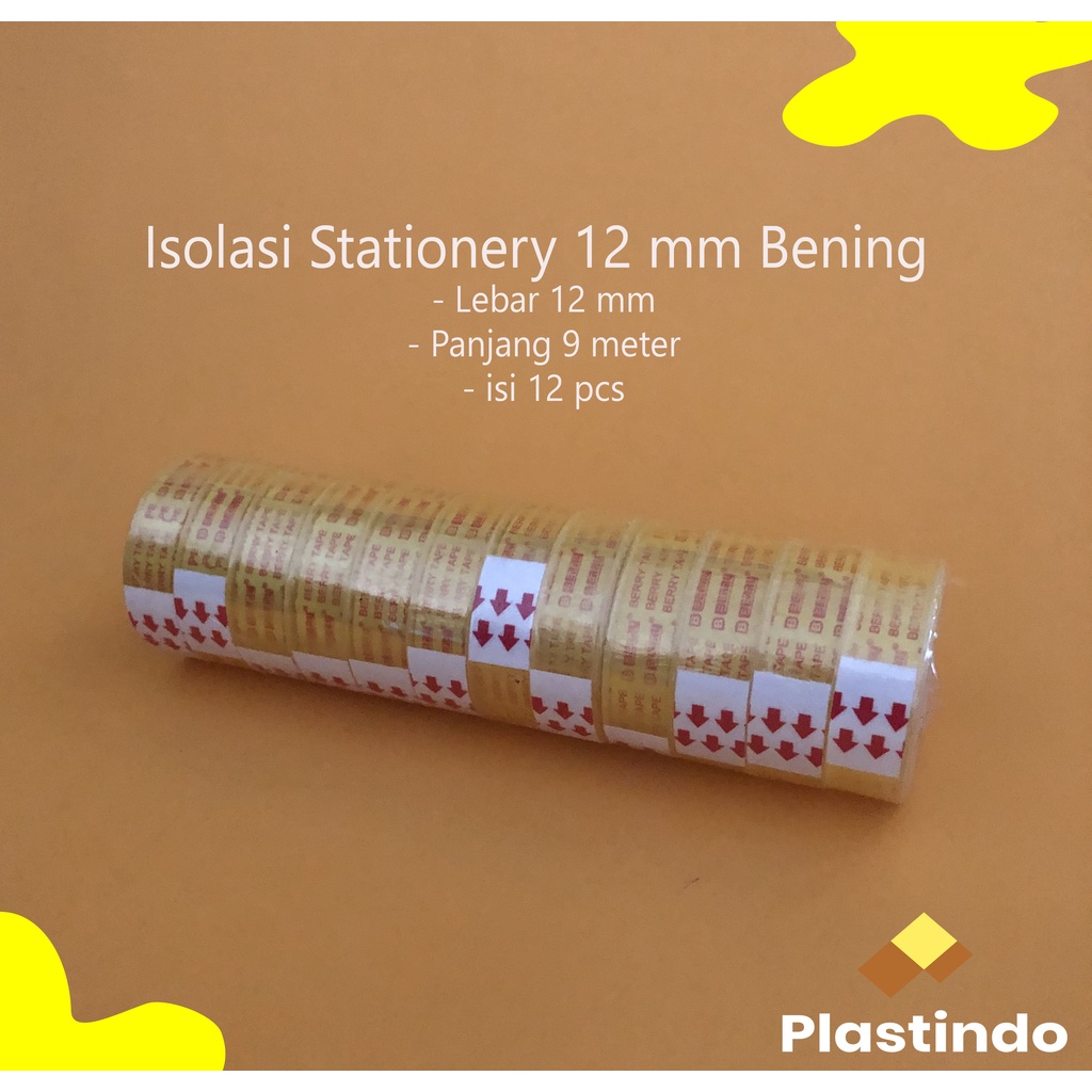 

Isolasi Bening 12 mm isi 12 roll | Lakban Kecil | Plakban Kecil | Isolasi Kantor