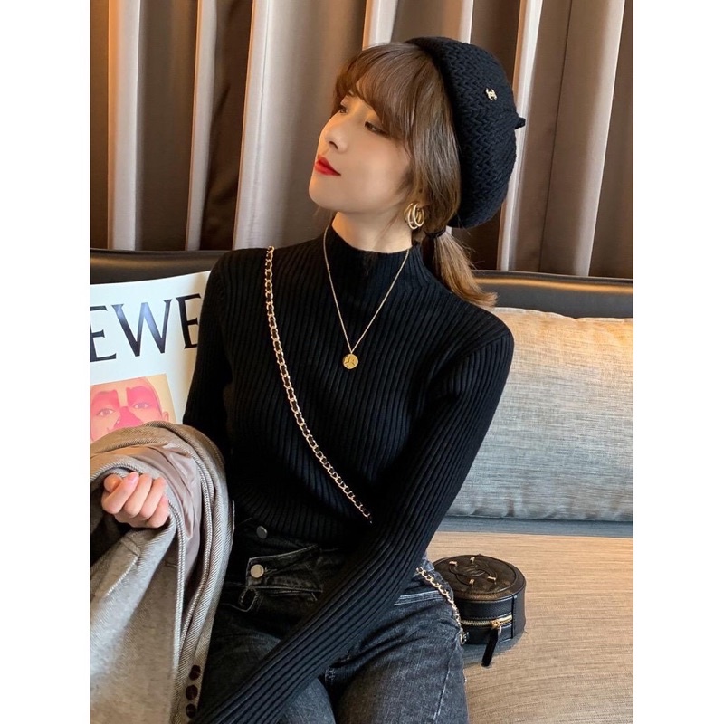 Aisha Inner Rajut Baju Dalaman Turtleneck Knit Manset Atasan Wanita