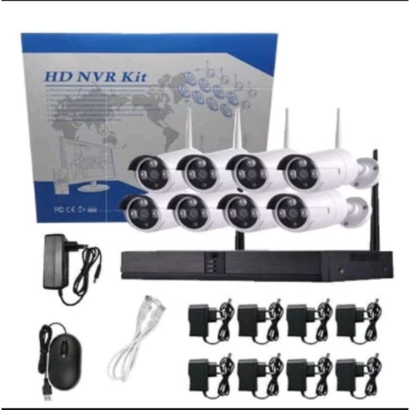 NVR KIT 8CH WIRELESS + HDD 2TB  PAKET CAMERA CCTV 8 CHANNEL 3MP PLUS 2TB