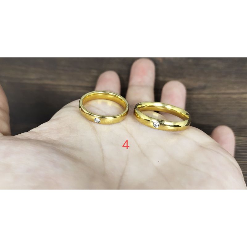 Fifi Fashion cincin couple Titanium polos/simple model perhiasan lapis emas C05 19#