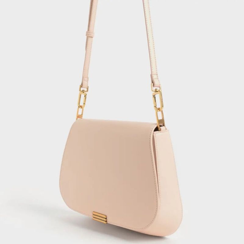 CK Linear Metallic Accent Shoulder Bag