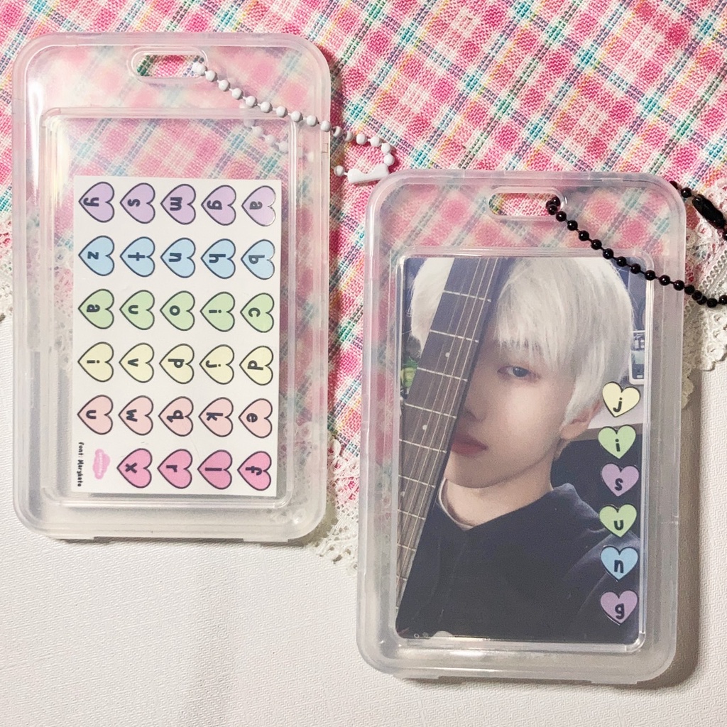 Clear Photocard Holder ID Card Case Plastik / Plastic Sticker Ballchain Deco