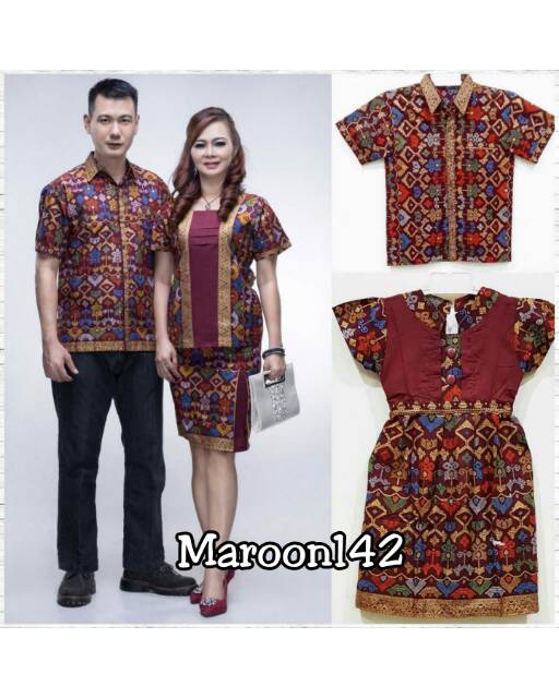 Couple batik Keluarga 142 pd Sarimbit Pasangan kain prodo wanita rok n blouse kantor modern