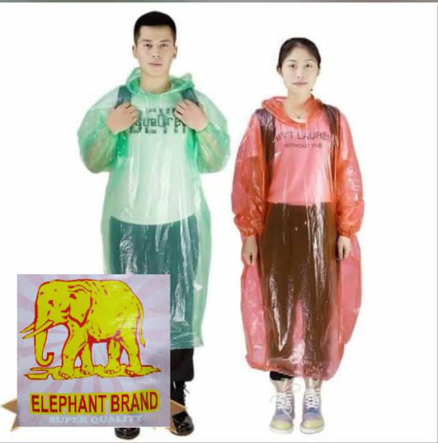 Jas hujan HDPE Plastik Lengan Panjang Elephant Brand Emergency Raincoat