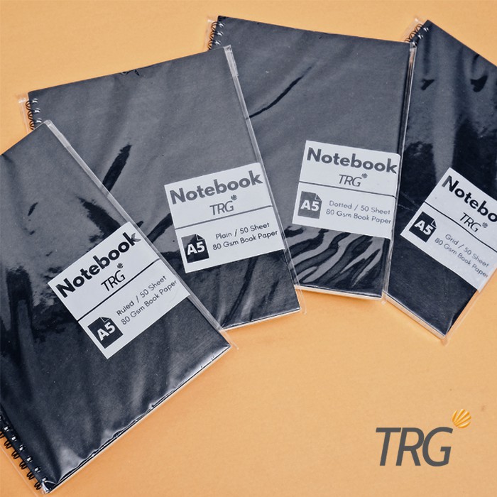 

TRG - Buku Notebook A5 TRG Black Kraft Cover Spiral - Charcoal Bookpaper Dotted Grid Plain Ruled