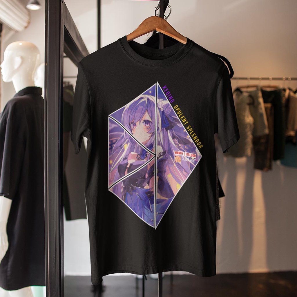 Kaos Distro Bahan Katun Motif Genshin Impact "Keqing - Opulent Splendor"