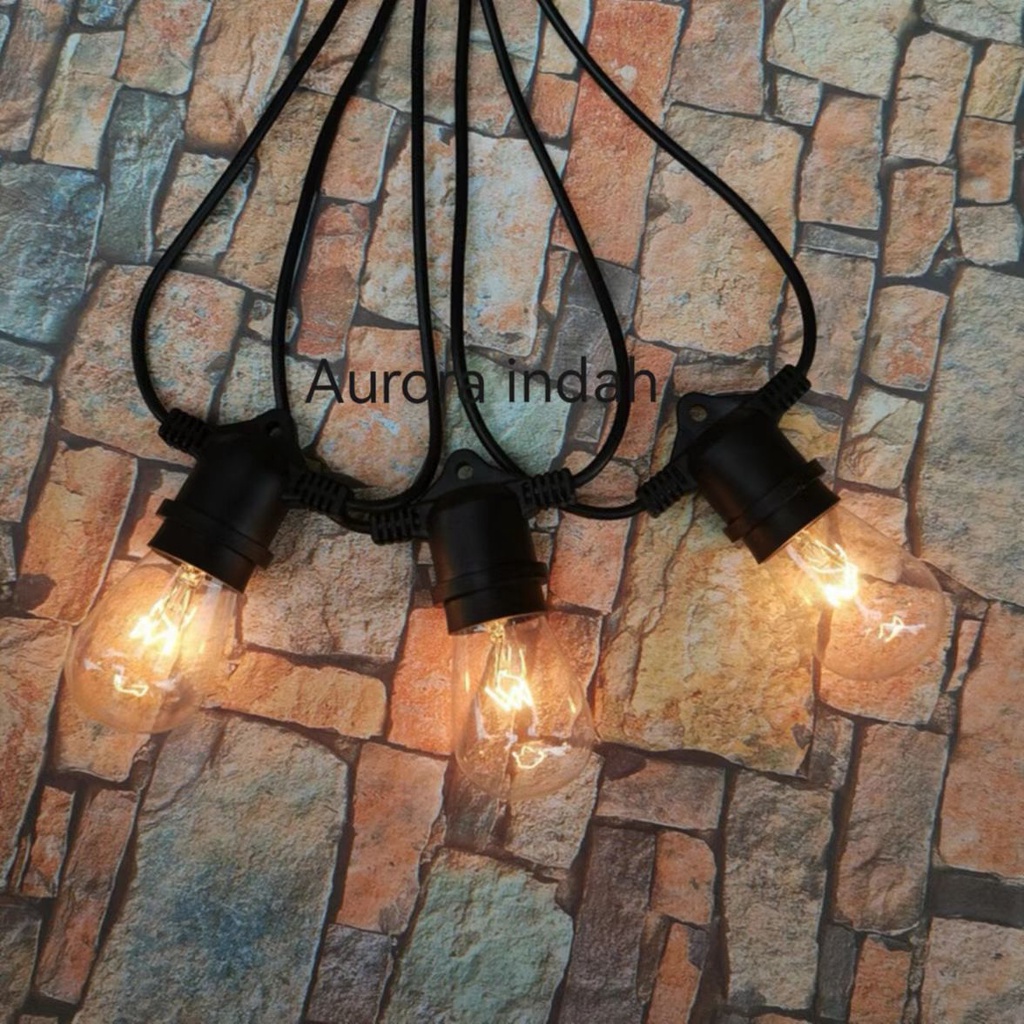 KABEL FITTING LAMPU GANTUNG E27 10 METER 10 FITTING OUTDOOR TAMAN WATERPROOF