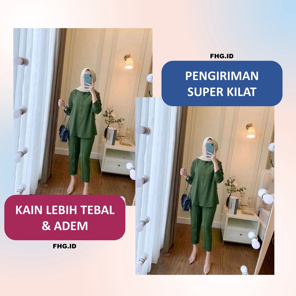 Setelan Kemeja Wanita Kerja Formal One Set Adem Ori Premium Nabila Salsabila High Quality Polos Korean Style Busui Kekinian  Jumbo Lengan Panjang Kekinian Terbaru Casual Elegan Grosir Import Premium Ld 125 Ld 130 Ld 140 Remaja Style Hijab sk0001-1