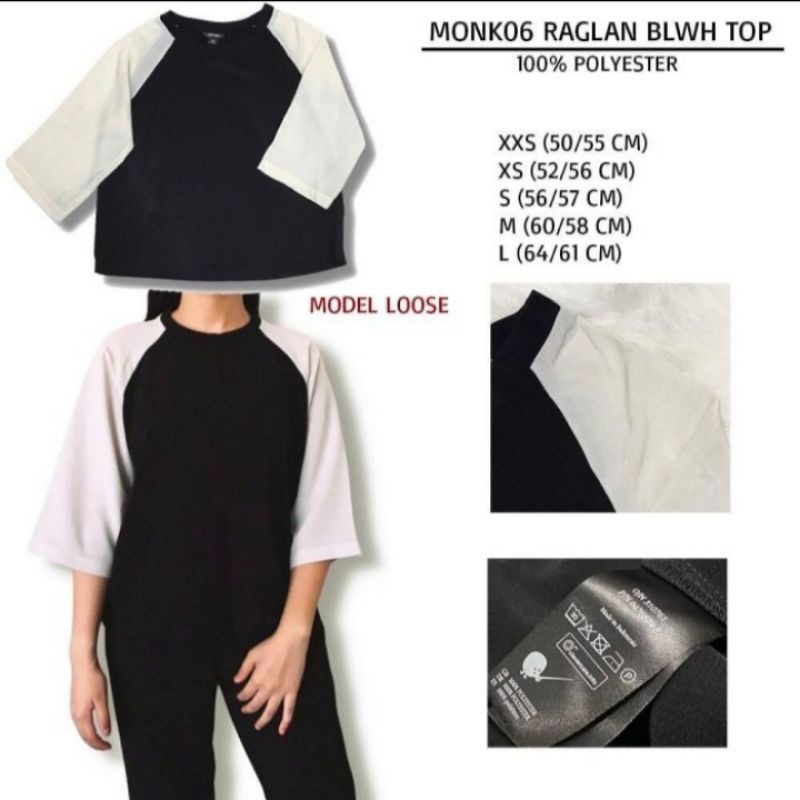 Blouse Raglan Monki Oversized atasan blus branded wanita