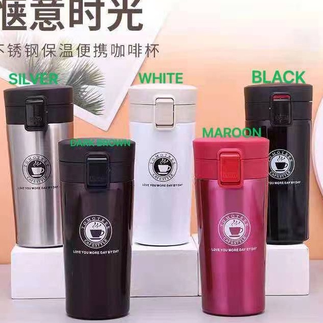 TERMOS KOPI TEH TRAVEL MUG POTABLE / TAHAN PANAS DAN DINGIN STAINLESS STEEL / TERMOS MOTIF GELAS