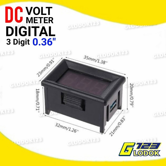 Volt Meter DC 4.5 - 30V Digital Voltmeter 0.36&quot; Dengan Frame 2 Kabel