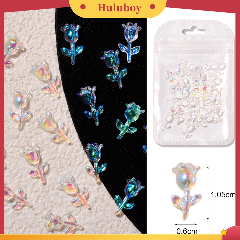 Huluboy Huluboy♡ 30pcs / Set Ornamen Bunga Mawar 3D Bahan Resin Untuk Dekorasi Manicure