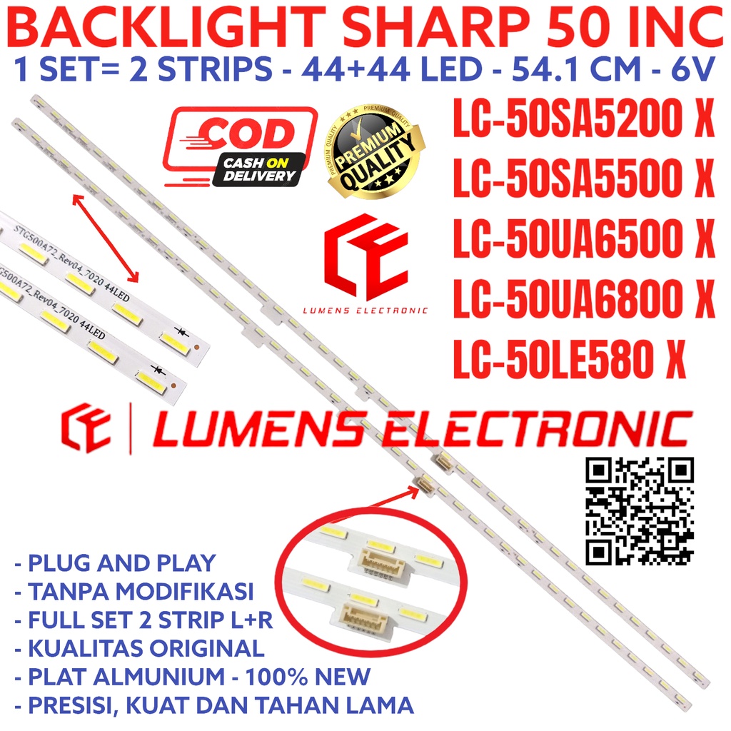 BACKLIGHT TV LED SHARP 50 INC 50SA5200 50SA5500 50UA6500 50UA6800 50LE580 LC50SA5200 LC50SA5500 LC50