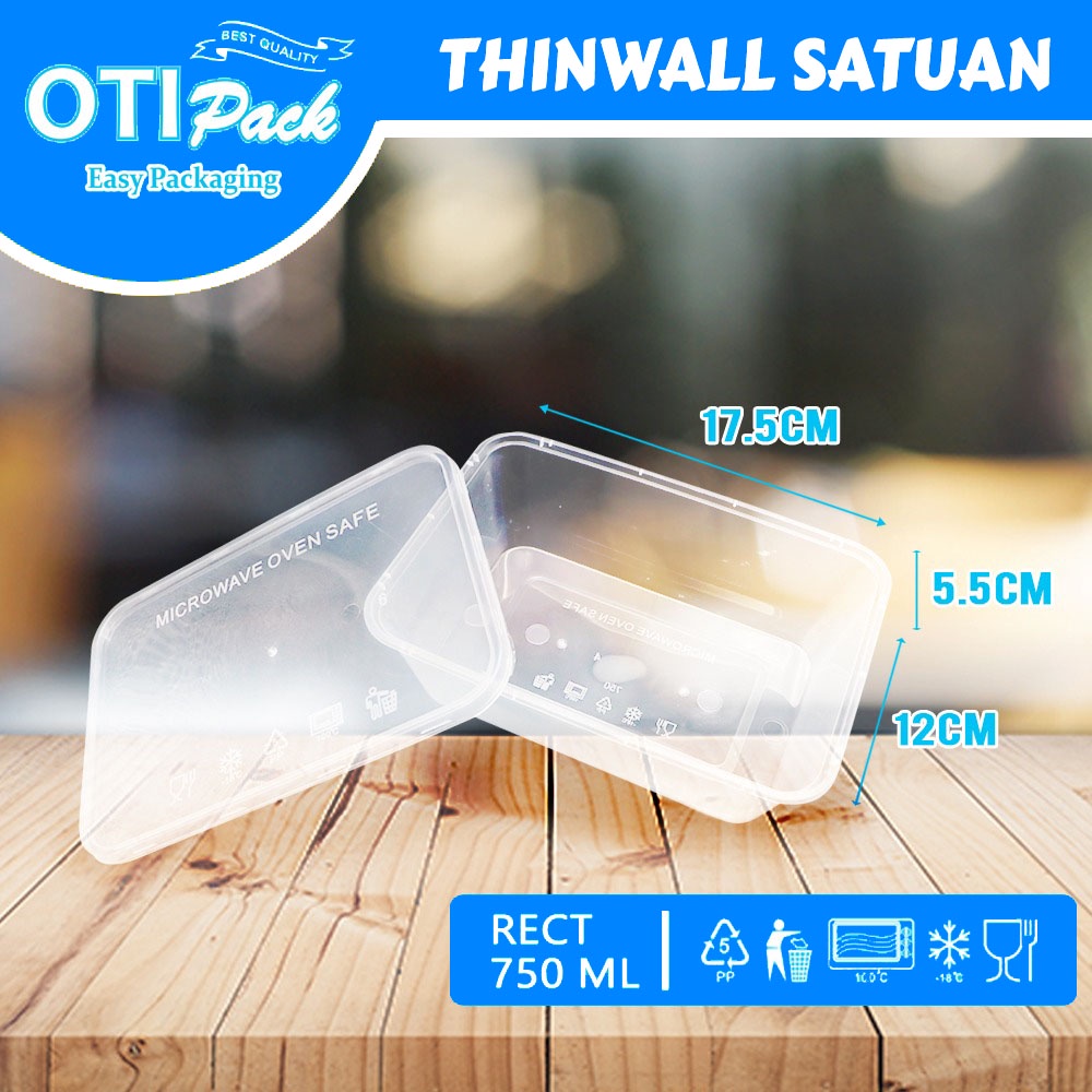 SATUAN Thinwall Satuan/ Thinwall Persegi 750ML/ Tempat Makan/Tempat Bekal/ Food Container Box OTS.750