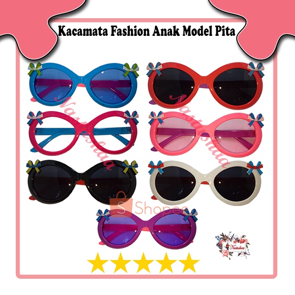 Kacamata Anak Fashion Motif Pita Kaca Mata Hitam High Quality Kids Sunglasses Gaya Korea Anti UV NOCASE