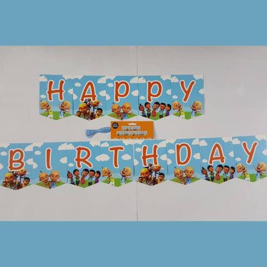 BUNTING FLAG HAPPY BIRTHDAY UPIN IPIN/ BANNER HBD KARAKTER BOY UPIN