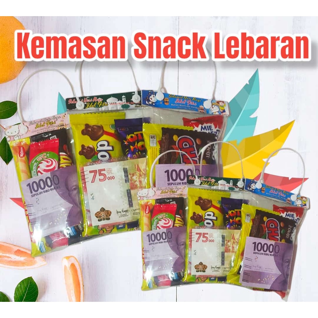 

LABEL SNACK LEBARAN 10x20cm HARGA 1 PCS PLASTIK LABEL DAN TALI UNTUK THR LEBARAN