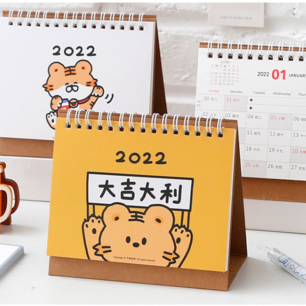 QUINTON Cartoon Desk Calendar 2022 Planner Accessories Table Calendar|Desk Calendar Portable Office Supplies 2022 Mini Desk Calendar Dual Daily Scheduler Table Planner Kawaii Monthly Planner Calendar Planner