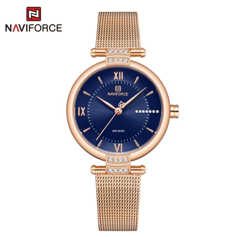 Jam tangan wanita naviforce 5019 analog stainless steel original garansi resmi 1 tahun