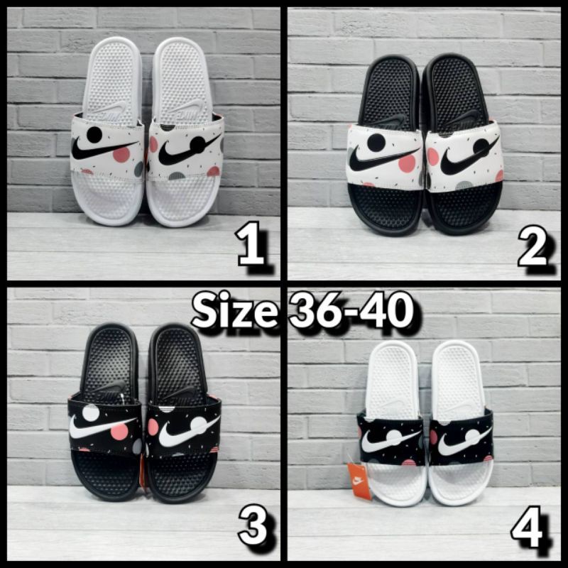 RESTOCK SENDAL NIKE BENASSI POLKADOT BLACK WHITE