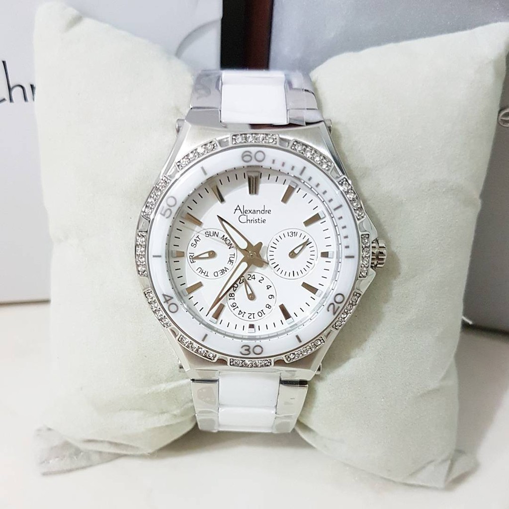 Jam tangan wanita keramik AC 2294 putih silver