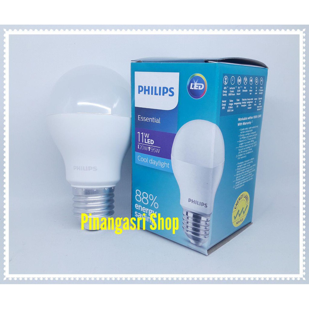 Lampu LED Philips Essential 11 watt Bohlam 11w Philip Esential 11 w LED Esensial 11watt Putih / KNG