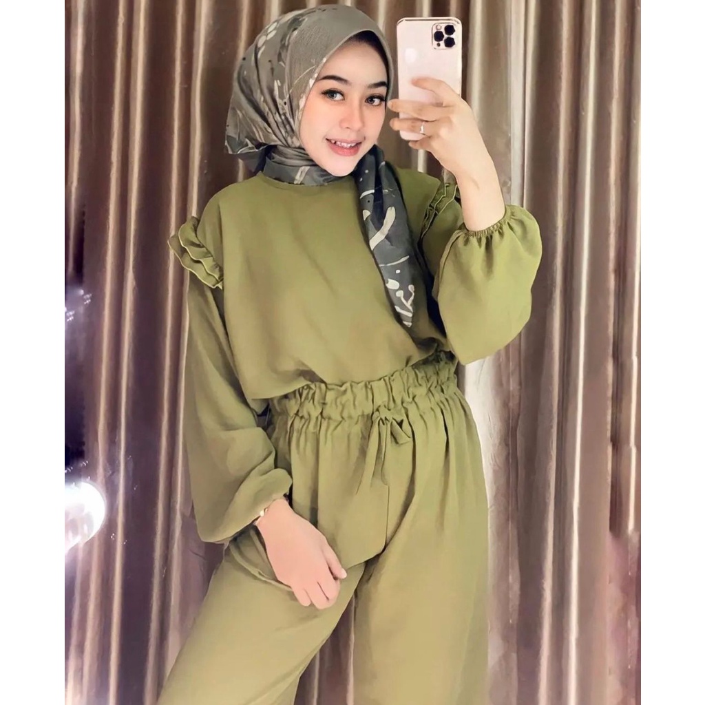 1KG MUAT 3SET | POPPY SET CRINCLE RUFFLE HITS OOTD SELEBGRAM FASHION GROSIR WANITA TERMURAH