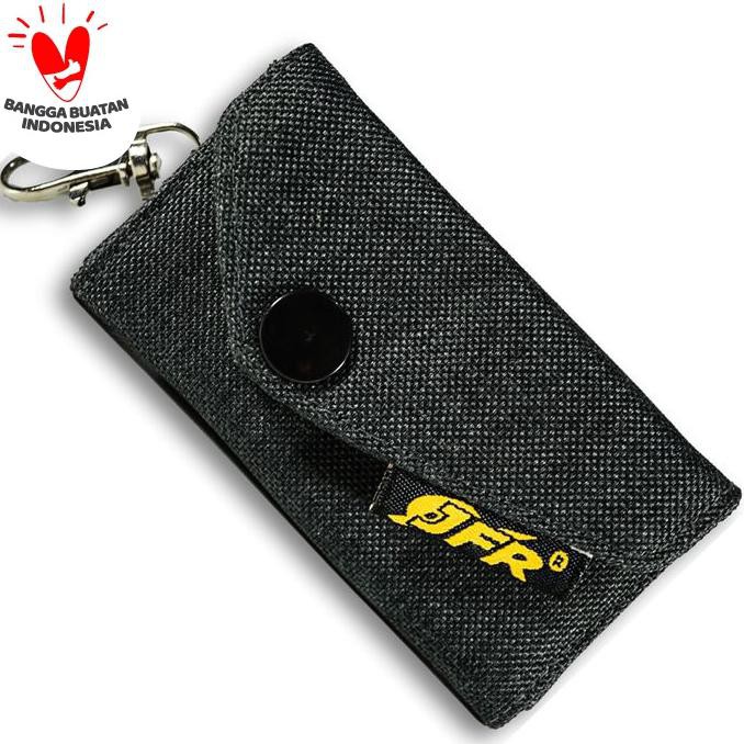 -SIAP KIRIM- JFR FASHION DOMPET KUNCI BAHAN KULIT KANVAS GKC01 - HITAM