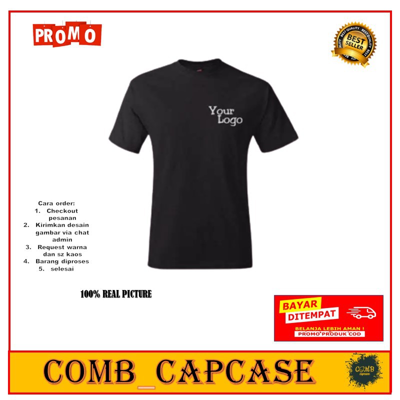 KAOS POLOS CUSTOM LOGO DESAIN SENDIRI BORDIR LOGO BORDIR
