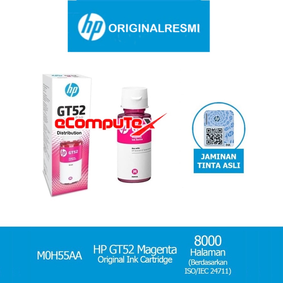 TINTA PRINTER HP GT 52   MAGENTA / HP GT52 INK BOTTLE   MAGENTA ORIGINAL - RESMI