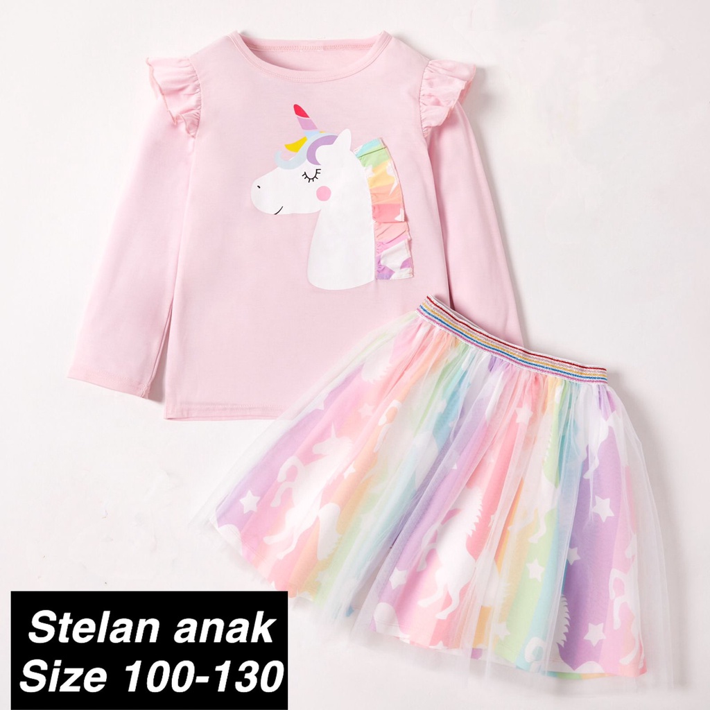 (LOLI-JKT) BD-118 STELAN UNICORN PINK RAINBOW MODEL BAGUS 100-130