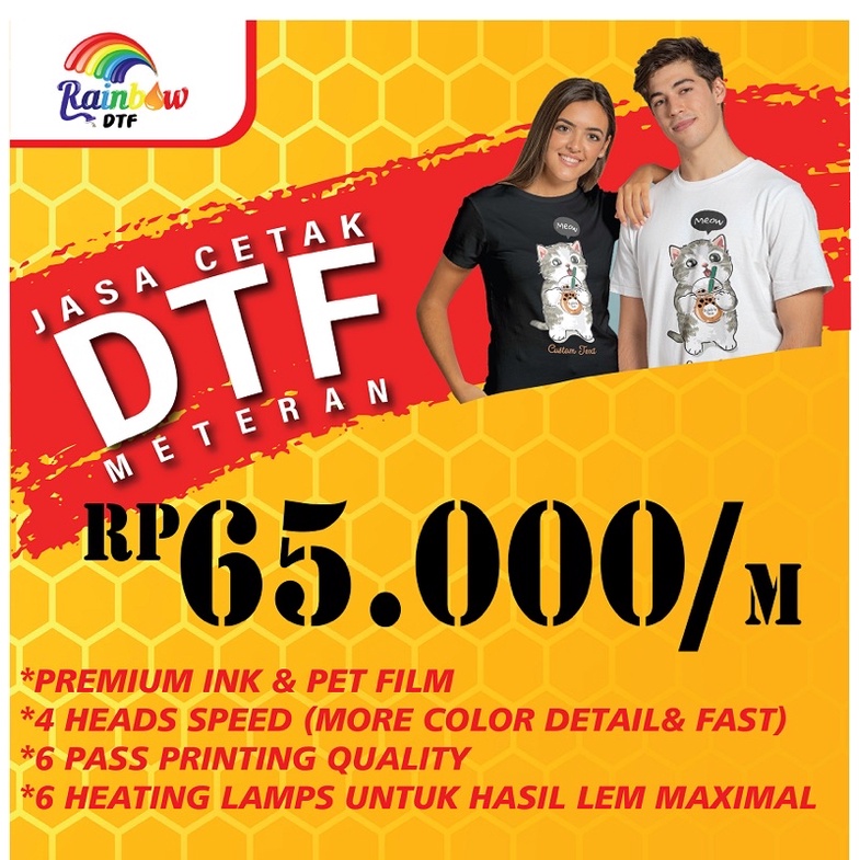 JASA CETAK / PRINT SABLON DTF METERAN SIAP PRESS LEBAR 60CM KUALITAS SUPER