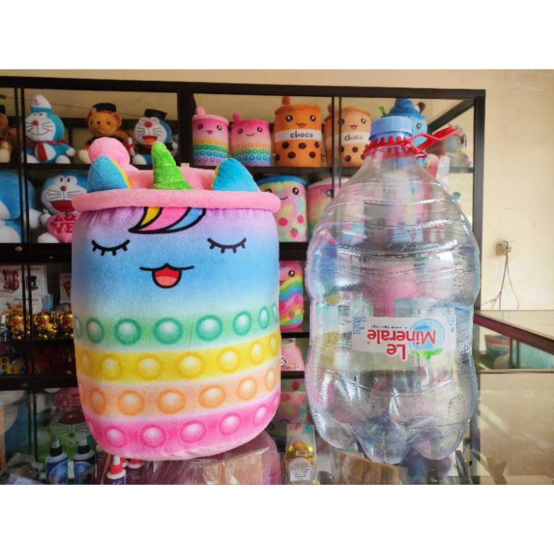 Boneka Bantal Boba LED Unicorn Pop It Warna Pink Ukuran XL
