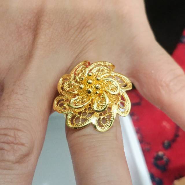 Cincin Bunga Kendari Lapis Emas Asli