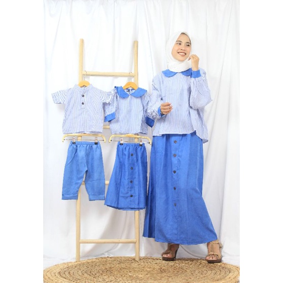 GOZI SET - Setelan oneset rok stripe lucu murah curduroy wanita cewe perempuan