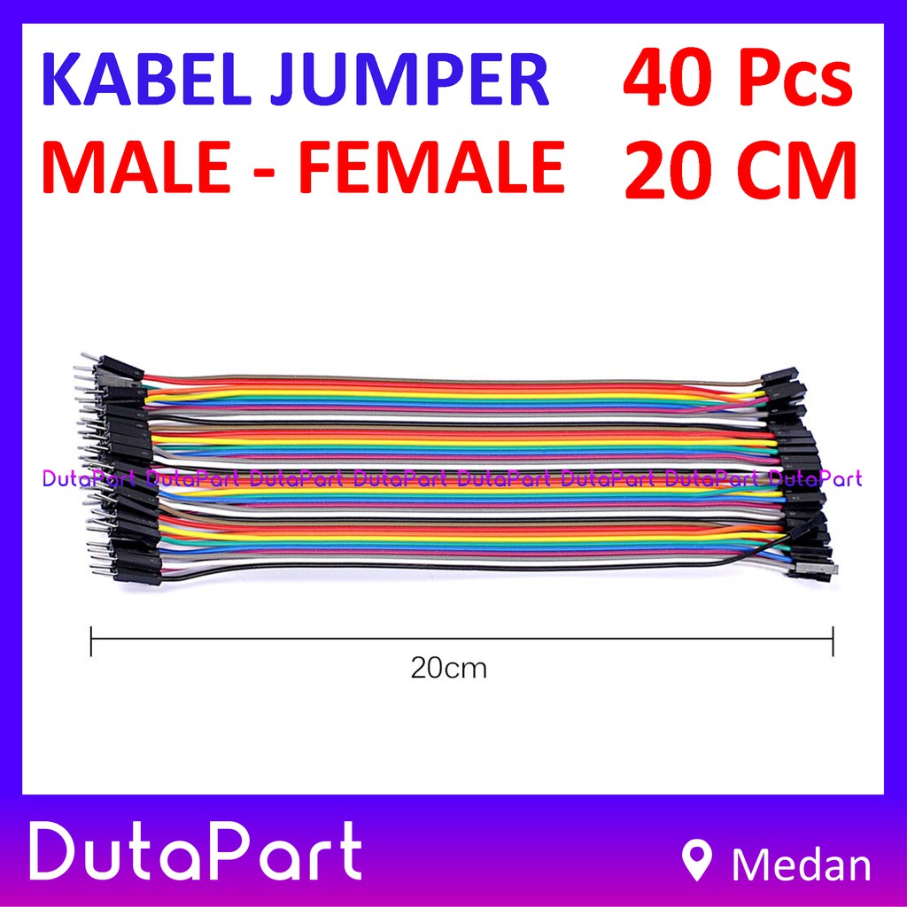 40Pcs Kabel Jumper 20cm MALE to FEMALE Dupont Cable Wire Pelangi