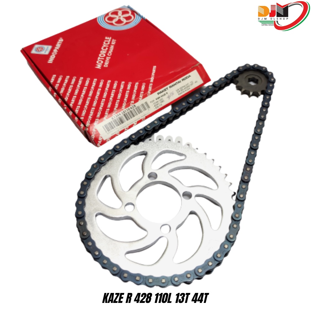 INDOPARTS Gear Set Paket Kawasaki KAZE R  Rantai 428-110L 13T 44T