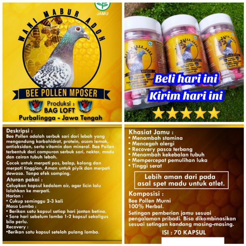 

JAMU MERPATI BEE POLLEN/RACING PIGEON HERBS