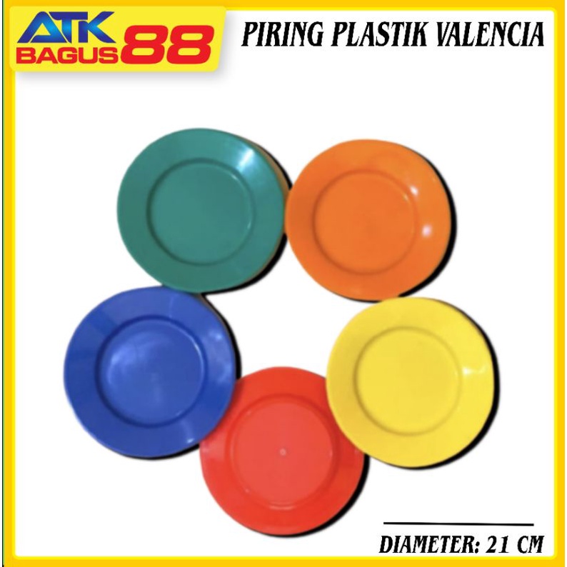 Piring Plastik Diameter 21 [ 5 warna ]